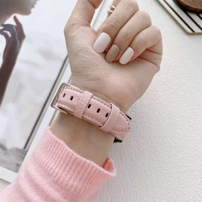 For Samsung Galaxy Watch4 40mm / 44mm Lychee Texture Leather Strap Watch Band(Orange)