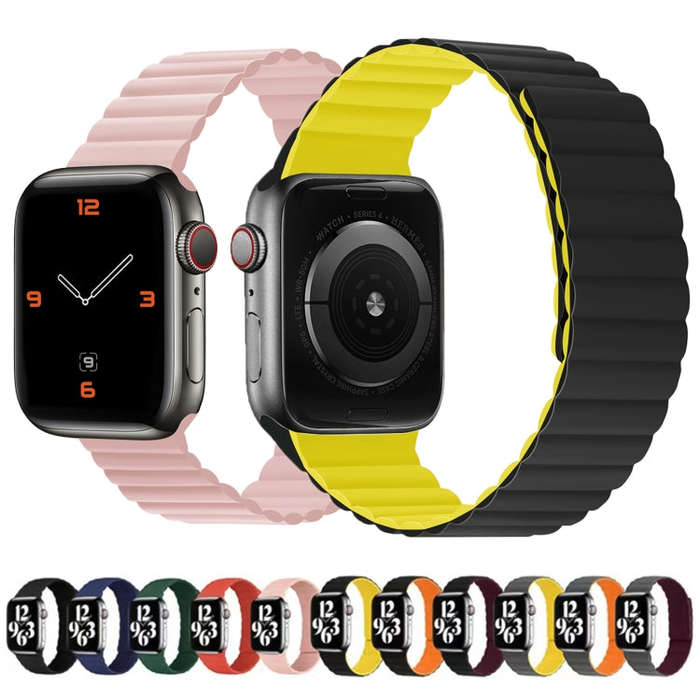 Silicone Magnetic Integrated Long Strap Watch Band For Apple Watch Series 9&8&7 41mm / SE 3&SE 2&...