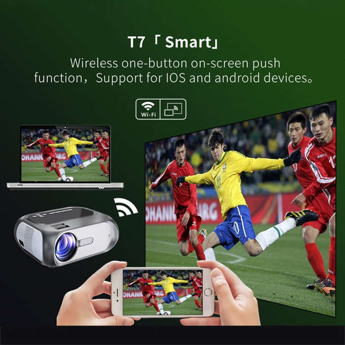 T7 1920x1080P 200 ANSI Portable Home Theater LED HD Digital Projector, Same Screen Version, EU Pl...