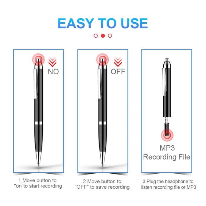 Q90 Intelligent HD Digital Noise Reduction Recording Pen, Capacity:8GB(Black)