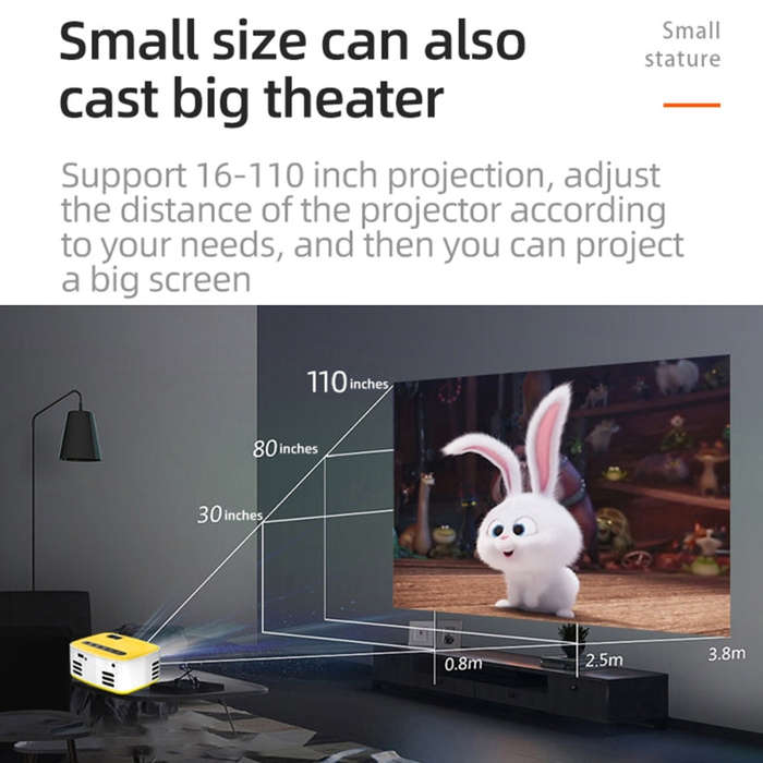 T20 320x240 400 Lumens Portable Home Theater LED HD Digital Projector, Same Screen Version, EU Pl...