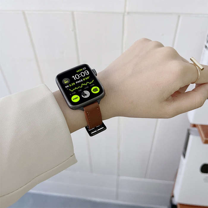 Leather Watch Band For Apple Watch Ultra 49mm&Watch Ultra 2 49mm / Series 9&8&7 45mm / SE 3&SE 2&...