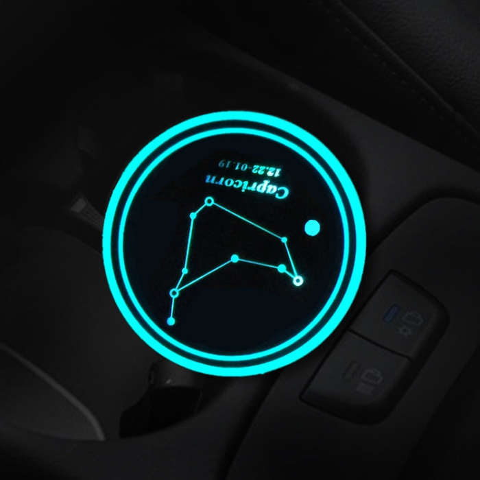 2 PCS Car Constellation Series AcrylicColorful USB Charger Water Cup Groove LED Atmosphere Light(...