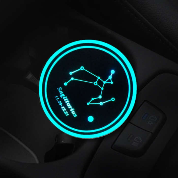 2 PCS Car Constellation Series AcrylicColorful USB Charger Water Cup Groove LED Atmosphere Light(...