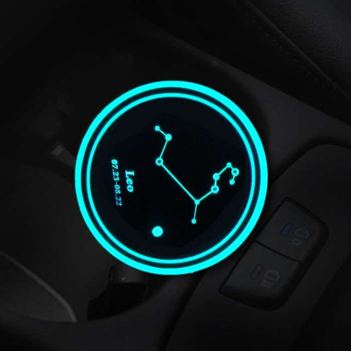 2 PCS Car Constellation Series AcrylicColorful USB Charger Water Cup Groove LED Atmosphere Light(...