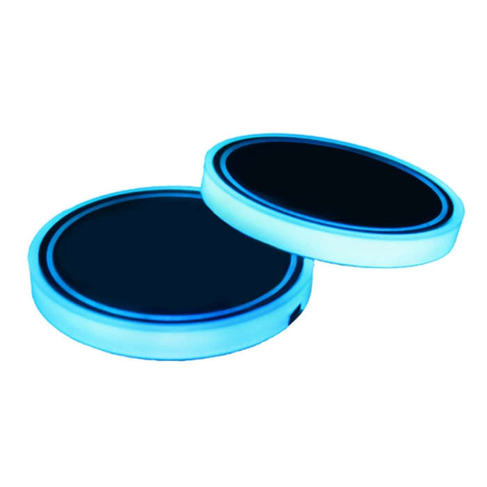 2 PCS Car Constellation Series AcrylicColorful USB Charger Water Cup Groove LED Atmosphere Light(...