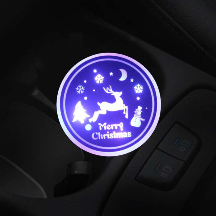 Car AcrylicColorful USB Charger Water Cup Groove LED Atmosphere Light(Christmas)