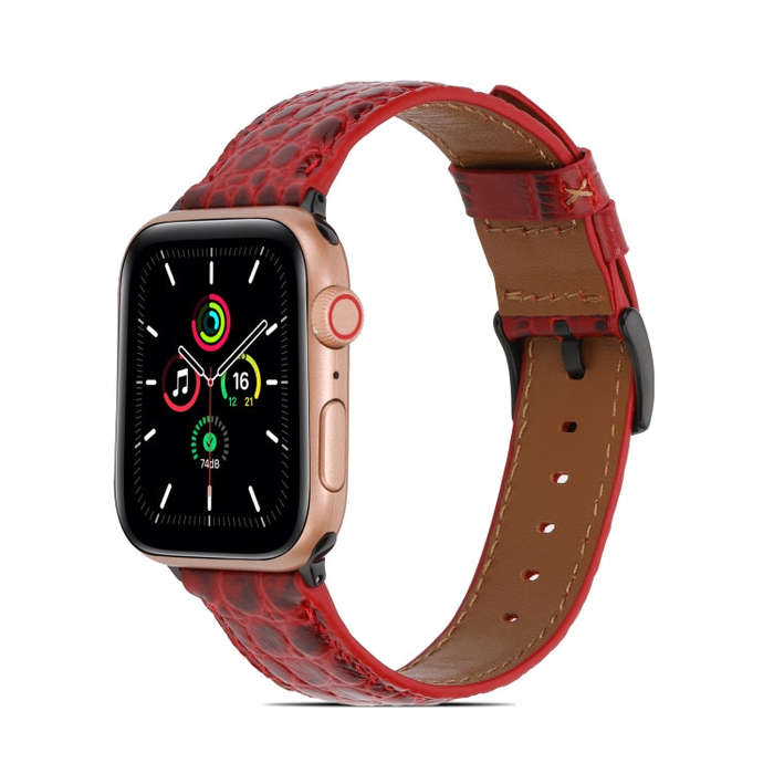 Crocodile Texture Leather Watch Band for Apple Watch Series 9&8&7 41mm / SE 3&SE 2&6&SE&5&4 40mm ...