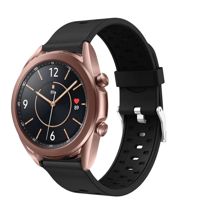 For Samsung Galaxy Watch 3 45mm Three Row Holes Silicone Watch Band(Black)