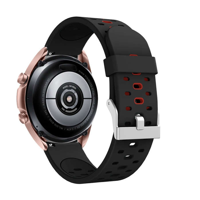 For Samsung Galaxy Watch 3 45mm Three Row Holes Silicone Watch Band(Black)