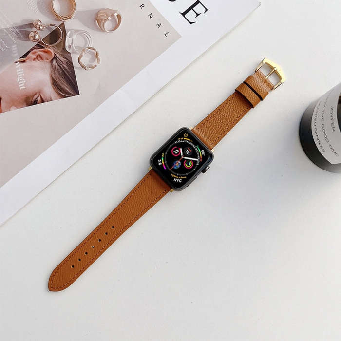 Leather Strap For Apple Watch Series 9&8&7 41mm / SE 3&SE 2&6&SE&5&4 40mm / 3&2&1 38mm(Brown)