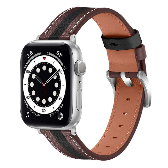 Color Matching Leather Watch Band For Apple Watch Series 9&8&7 41mm / SE 3&SE 2&6&SE&5&4 40mm / 3...