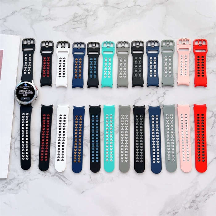 For Samsung Galaxy Watch4 40mm Double Buckles Two-color Silicone Watch Band(Green White)