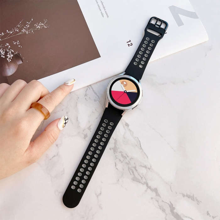 For Samsung Galaxy Watch4 44mm Double Buckles Two-color Silicone Watch Band(Black Grey)