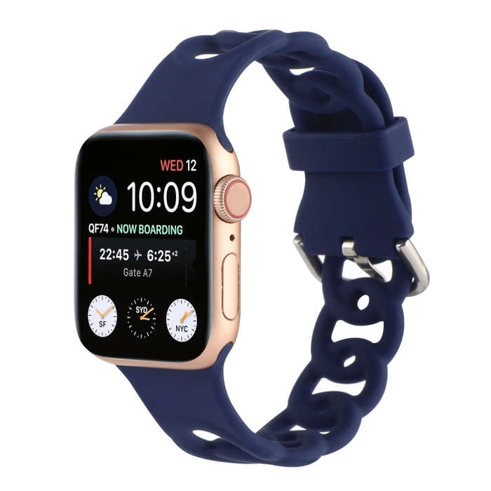 Hollow Out Silicone Watch Band For Apple Watch Series 9&8&7 41mm / SE 3&SE 2&6&SE&5&4 40mm / 3&2&...