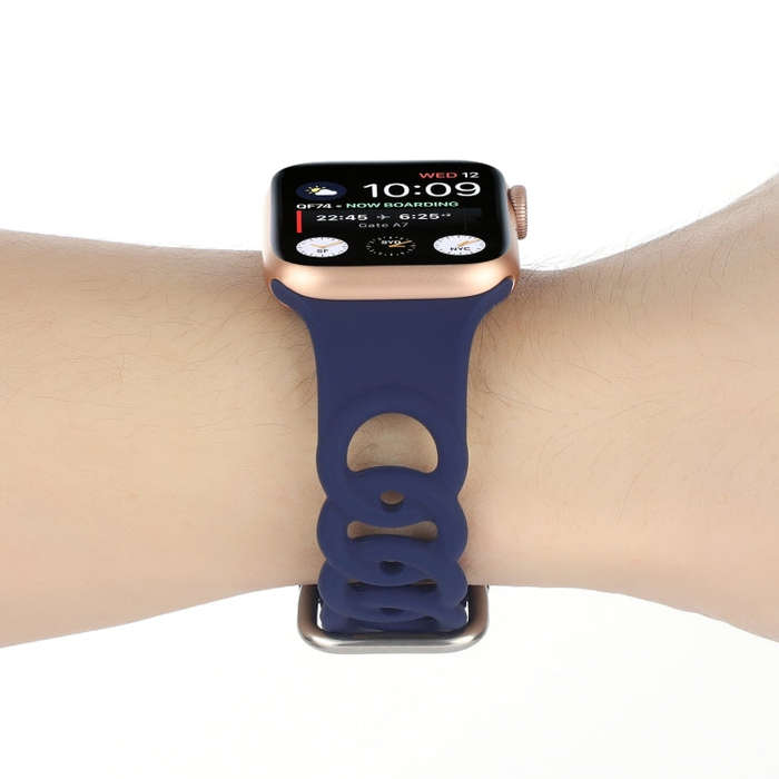 Hollow Out Silicone Watch Band For Apple Watch Series 9&8&7 41mm / SE 3&SE 2&6&SE&5&4 40mm / 3&2&...