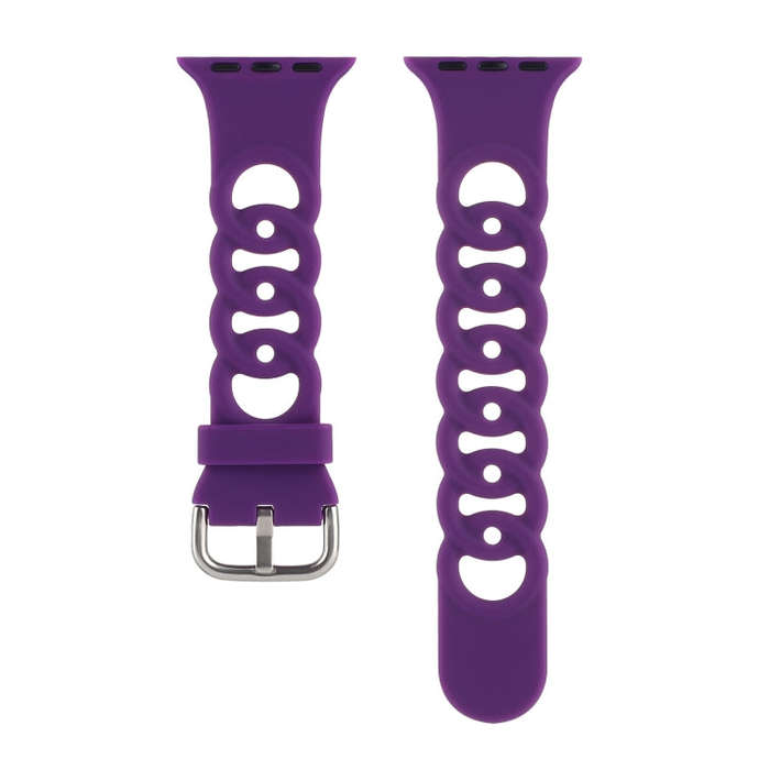 Hollow Out Silicone Watch Band For Apple Watch Series 9&8&7 41mm / SE 3&SE 2&6&SE&5&4 40mm / 3&2&...
