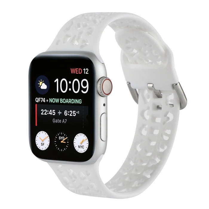 Hollow Out Silicone Watch Band For Apple Watch Series 9&8&7 41mm / SE 3&SE 2&6&SE&5&4 40mm / 3&2&...