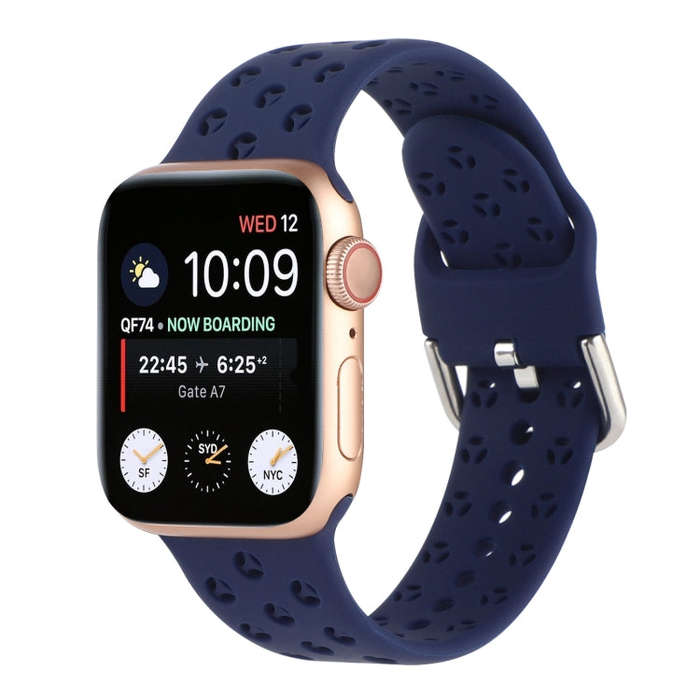 Hollow Out Silicone Watch Band For Apple Watch Series 9&8&7 41mm / SE 3&SE 2&6&SE&5&4 40mm / 3&2&...
