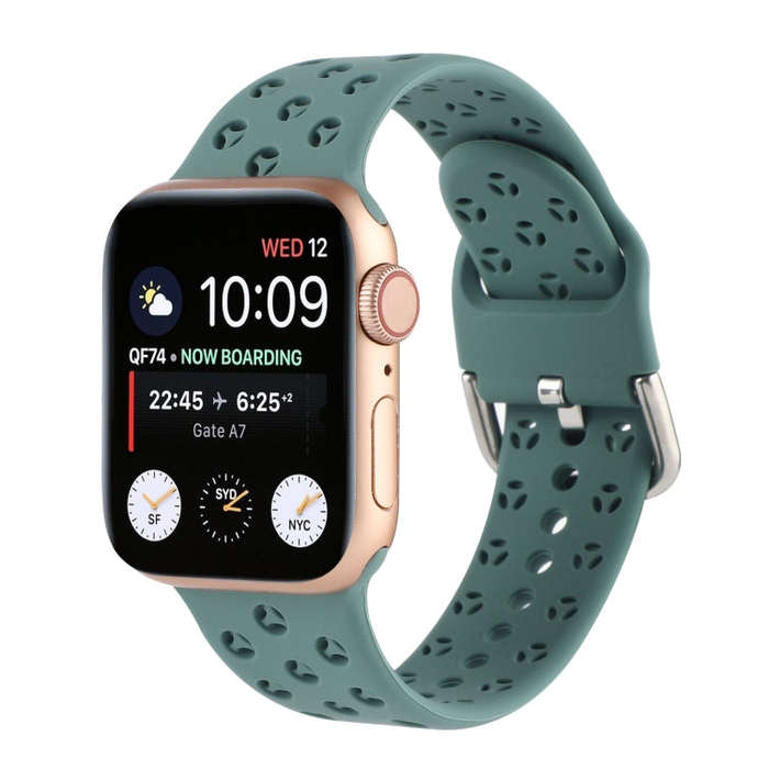 Hollow Out Silicone Watch Band For Apple Watch Series 9&8&7 41mm / SE 3&SE 2&6&SE&5&4 40mm / 3&2&...