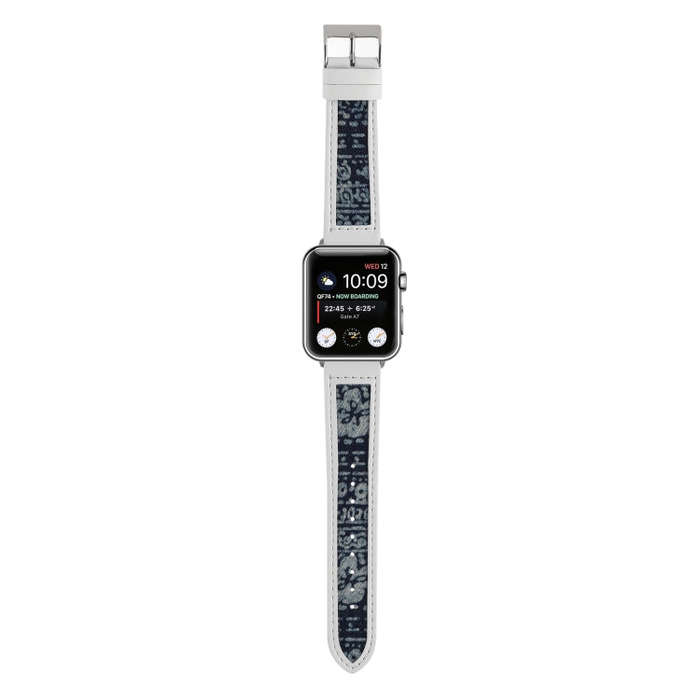 Canvas Leather Watch Band For Apple Watch Series 9&8&7 41mm / SE 3&SE 2&6&SE&5&4 40mm / 3&2&1 38m...