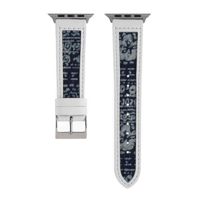 Canvas Leather Watch Band For Apple Watch Series 9&8&7 41mm / SE 3&SE 2&6&SE&5&4 40mm / 3&2&1 38m...