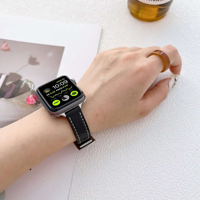 Leather Watch Band For Apple Watch Ultra 49mm&Watch Ultra 2 49mm / Series 9&8&7 45mm / SE 3&SE 2&...