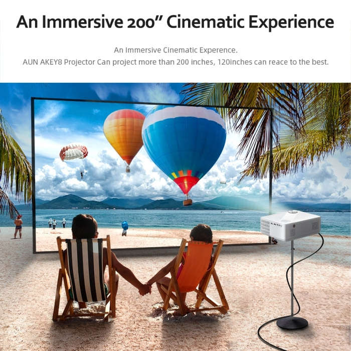 AUN AKEY8 1920x1080 6000 Lumens Portable Home Theater LED HD Digital Projector, Basic Version, EU...