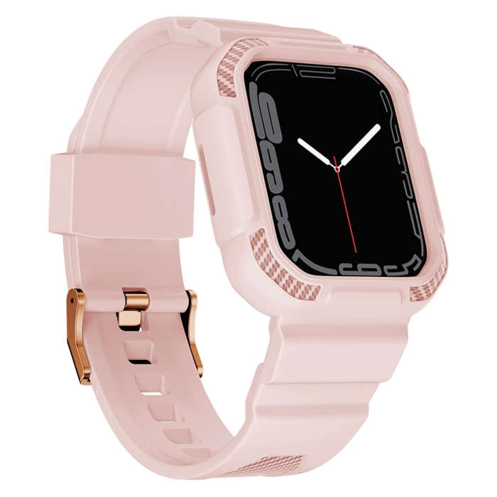 Integrated Carbon Fiber Pattern Silicone Watch Band For Apple Watch Series 9&8&7 41mm / SE 3&SE 2...