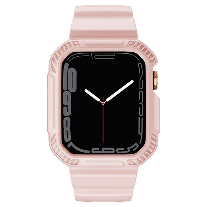 Integrated Carbon Fiber Pattern Silicone Watch Band For Apple Watch Series 9&8&7 41mm / SE 3&SE 2...