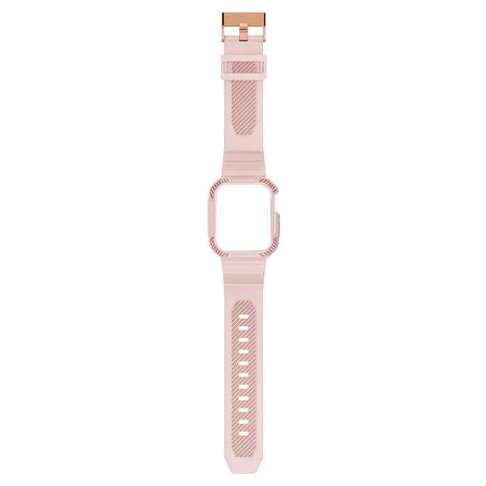 Integrated Carbon Fiber Pattern Silicone Watch Band For Apple Watch Series 9&8&7 41mm / SE 3&SE 2...