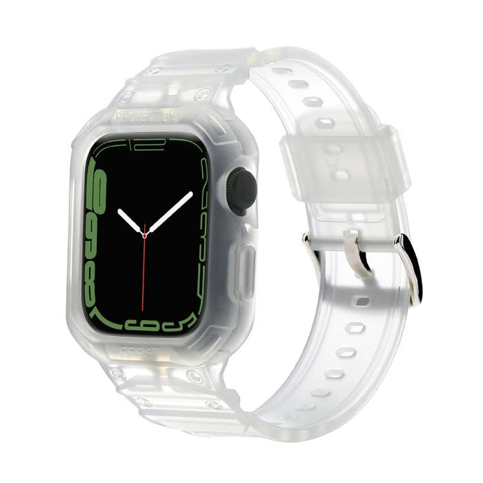 Integrated TPU Watch Band For Apple Watch Series 8&7 45mm / SE 2&6&SE&5&4 44mm / 3&2&1 42mm(Frost...