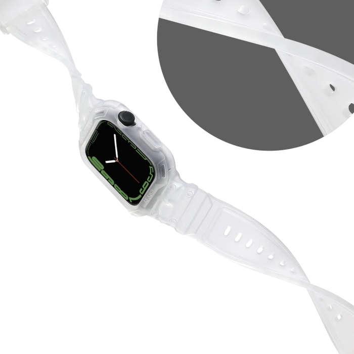 Integrated TPU Watch Band For Apple Watch Series 8&7 45mm / SE 2&6&SE&5&4 44mm / 3&2&1 42mm(Frost...