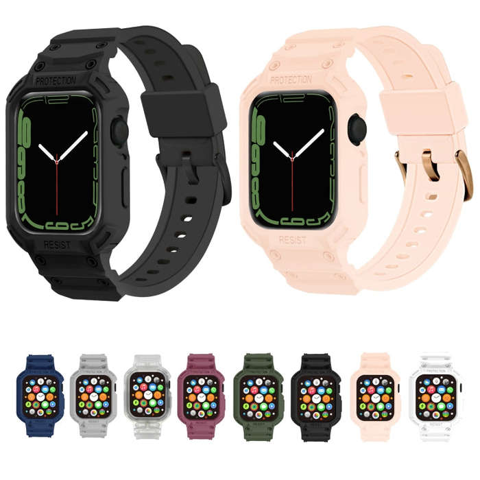 Integrated TPU Watch Band For Apple Watch Series 8&7 45mm / SE 2&6&SE&5&4 44mm / 3&2&1 42mm(Frost...