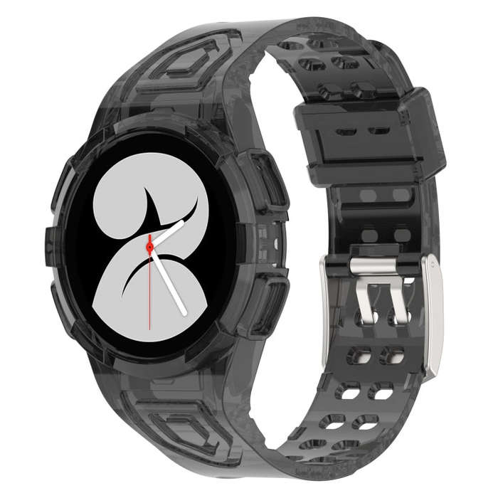For Samsung Galaxy Watch4 Classic 46mm Silicone Integrated Watch Band(Transparent Black)