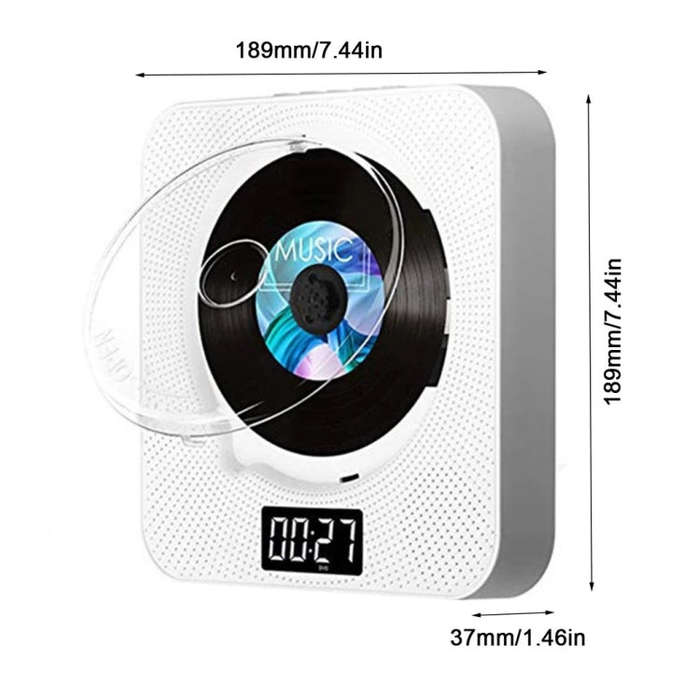 Kecag KC-608 Wall Mounted HD DVD Player Bluetooth CD Player(White)
