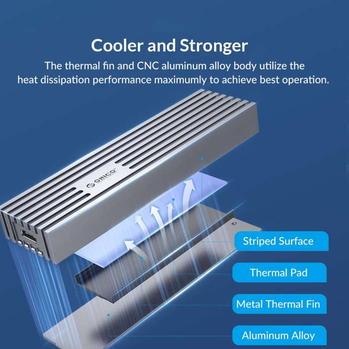 ORICO FV35C3-G2-SV 10Gbps USB3.2 Gen2 Type-C M.2 NVMe/NGFF(SATA) Dual Protocol SSD Enclosure(Silver)
