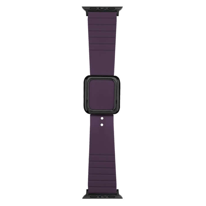 Black Square Buckle Silicone Watch Band For Apple Watch Series 9&8&7 41mm / SE 3&SE 2&6&SE&5&4 40...