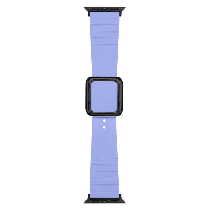 Black Square Buckle Silicone Watch Band For Apple Watch Series 9&8&7 41mm / SE 3&SE 2&6&SE&5&4 40...