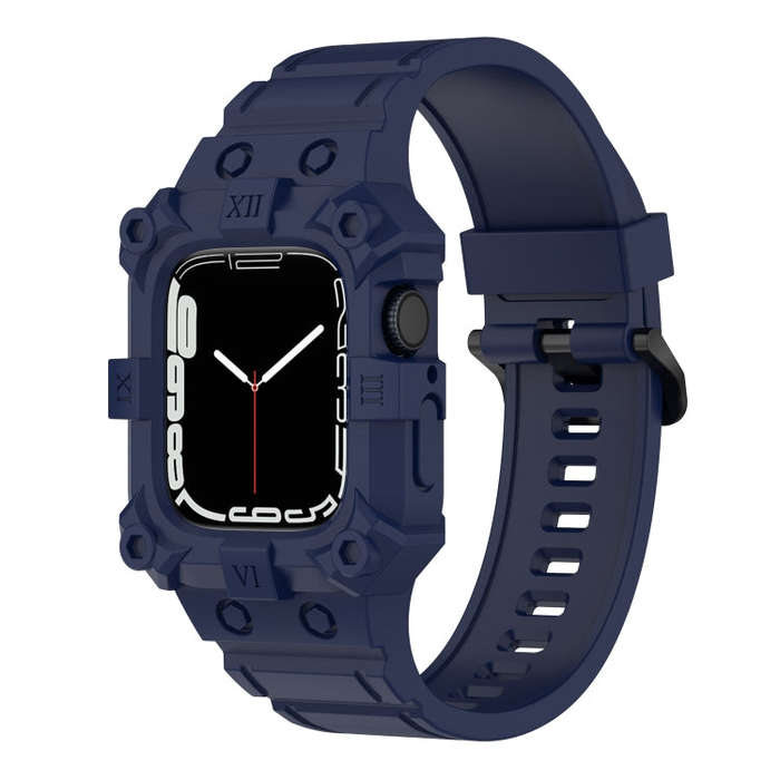 Integrated Silicone Watch Band For Apple Watch Series 8&7 45mm / SE 2&6&SE&5&4 44mm / 3&2&1 42mm(...