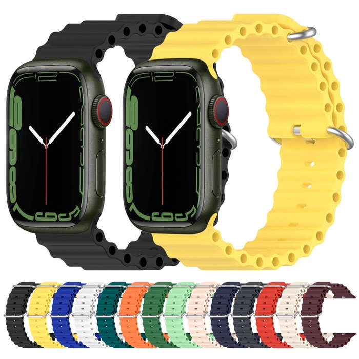 Ocean Silicone Watch Band for Apple Watch Series 9&8&7 41mm / SE 3& SE 2&6&SE&5&4 40mm / 3&2&1 38...