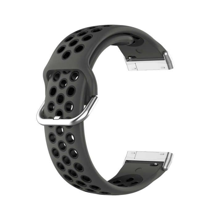 For Fitbit Versa 4 / Sense 2 Dual Color Silicone Watch Band(Coal Black)