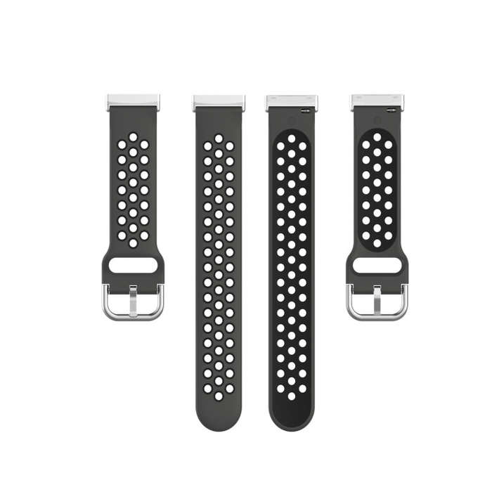For Fitbit Versa 4 / Sense 2 Dual Color Silicone Watch Band(Coal Black)