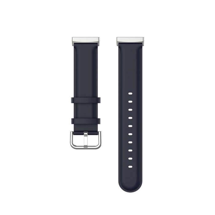 For Fitbit Versa 4 / Sense 2 Genuine Leather Watch Band(Navy Blue)