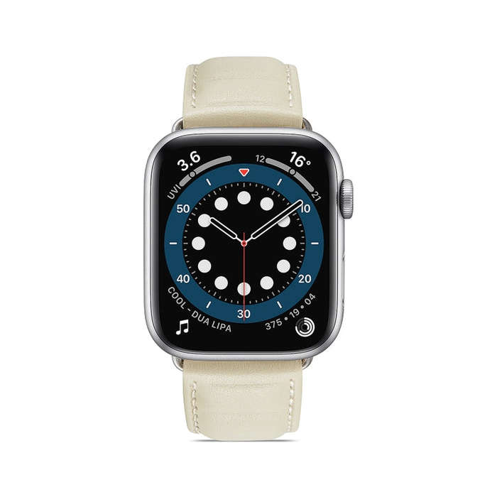 Genuine Leather Watch Band For Apple Watch Series 8&7 41mm / SE 2&6&SE&5&4 40mm / 3&2&1 38mm(Beige)