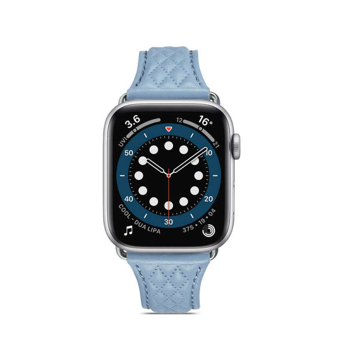 Rhombus Genuine Leather Watch Band For Apple Watch Series 8&7 41mm / SE 2&6&SE&5&4 40mm / 3&2&1 3...