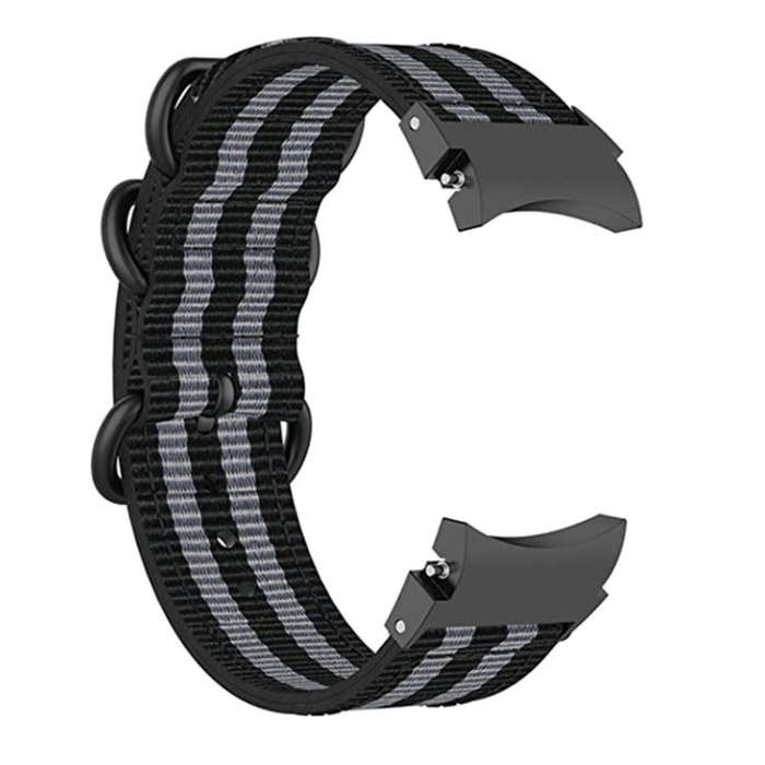 For Samsung Galaxy Watch4 / Watch4 Classic / Watch5 / Watch5 Pro Nylon Three-ring Watch Band(Blac...