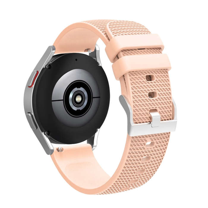 For Samsung Galaxy Watch5 40mm/44mm / Watch5 Pro 20mm Pockmarked Silver Buckle Silicone Watch Ban...
