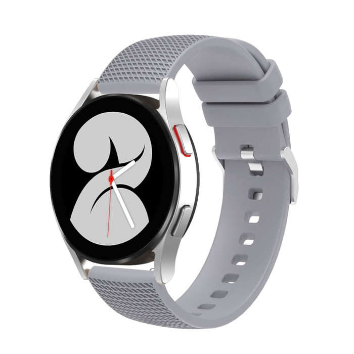 For Samsung Galaxy Watch5 40mm/44mm / Watch5 Pro 20mm Pockmarked Silver Buckle Silicone Watch Ban...
