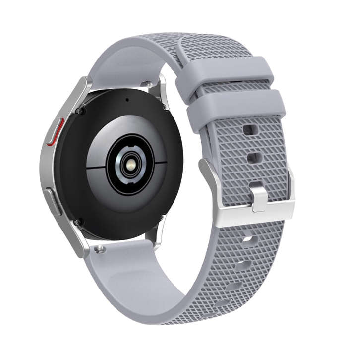 For Samsung Galaxy Watch5 40mm/44mm / Watch5 Pro 20mm Pockmarked Silver Buckle Silicone Watch Ban...